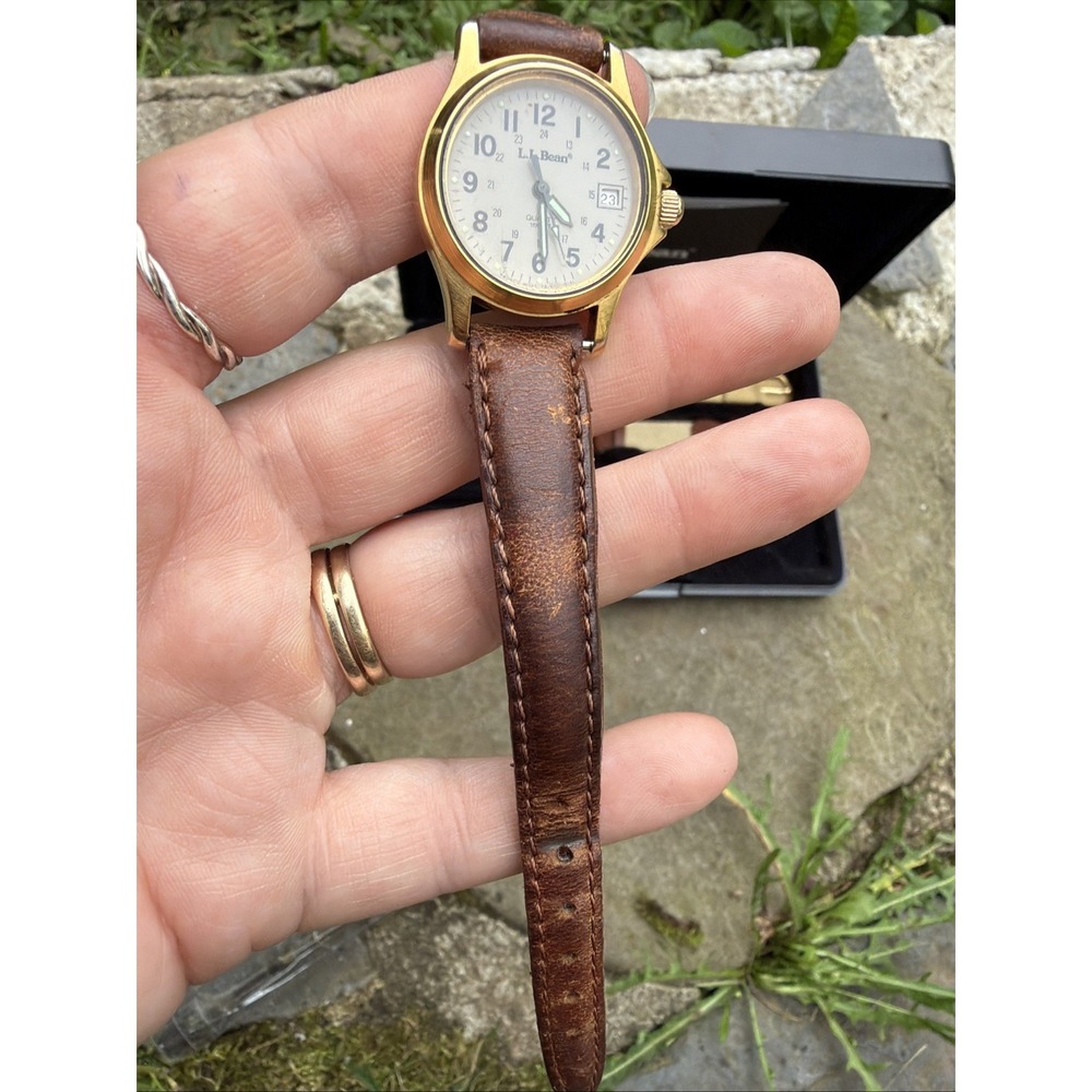 VTG L.L. Bean Quartz Analog Field Watch Boxed Set 3 Multi Leather Bands Rare - Picture 14 of 16